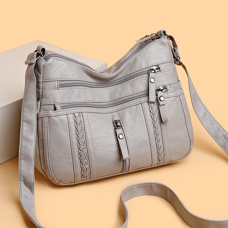 Sac messager à bandoulière en cuir tendance et polyvalent