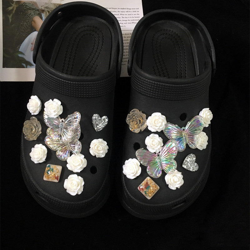 Sneakers Flower Accessories Decorative Buckle Black Diy