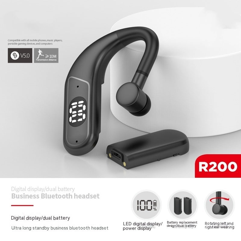 Casque audio sport à crochet d'oreille avec affichage numérique