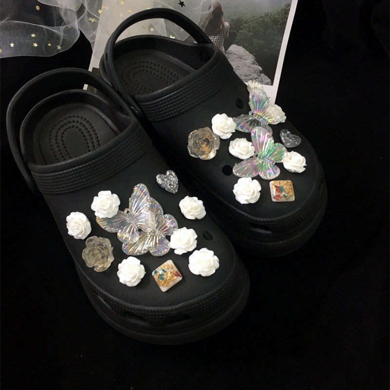 Sneakers Flower Accessories Decorative Buckle Black Diy