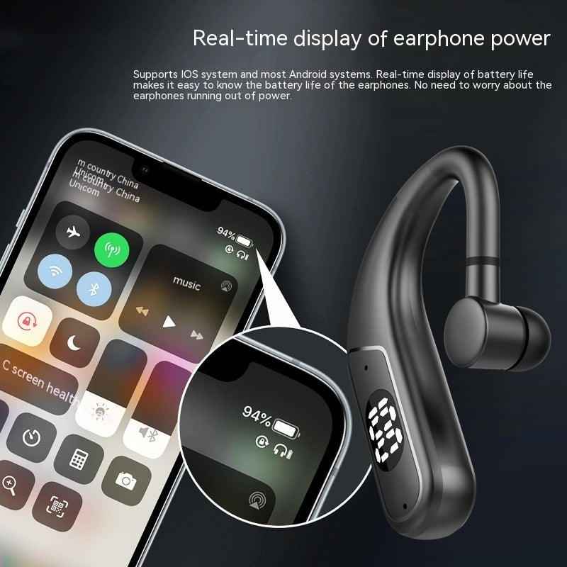 Casque audio sport à crochet d'oreille avec affichage numérique