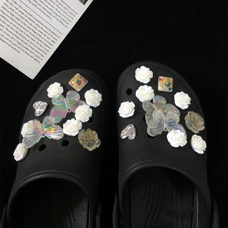 Sneakers Flower Accessories Decorative Buckle Black Diy