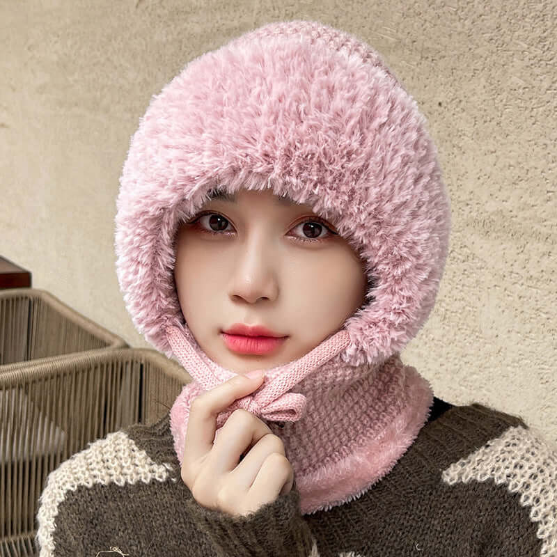 Fleece-lined Thickened Knitting Warm Neck Protection Windproof Hat